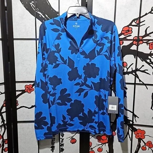 G/FORE Tonal Floral Luxe Quarter Zip Mid Layer Pullover Sweatshirt Small New - Picture 2 of 11